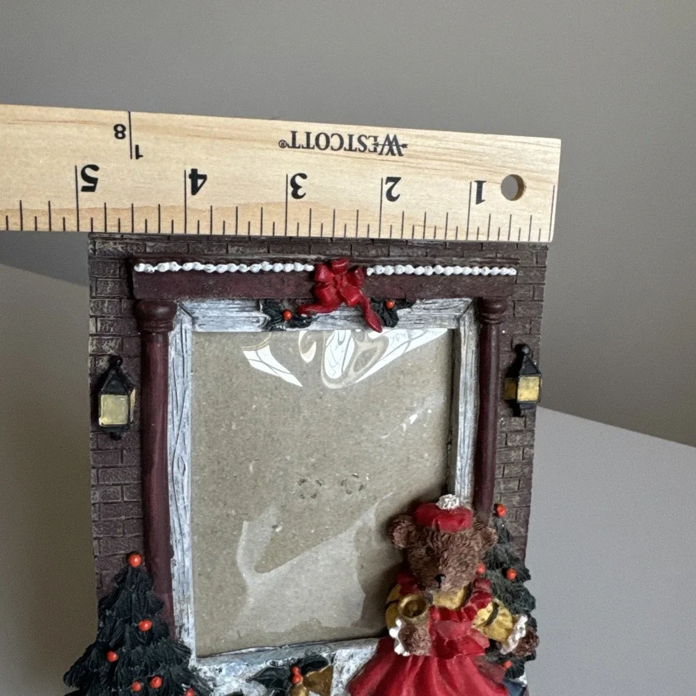 Vtg Christmas Resin 3D Picture Frame Mama Bear Gift Photo 3.5x5 Plastic Cover